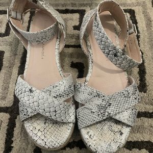 Chinese Laundry snakeskin platform wedges